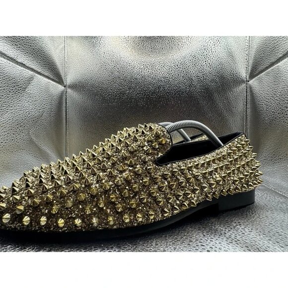 RARE 🚀‎ Size 10 - J75 By Jump Luxor Gold Spike Studded Men's Slip Ons - Picture 4 of 12
